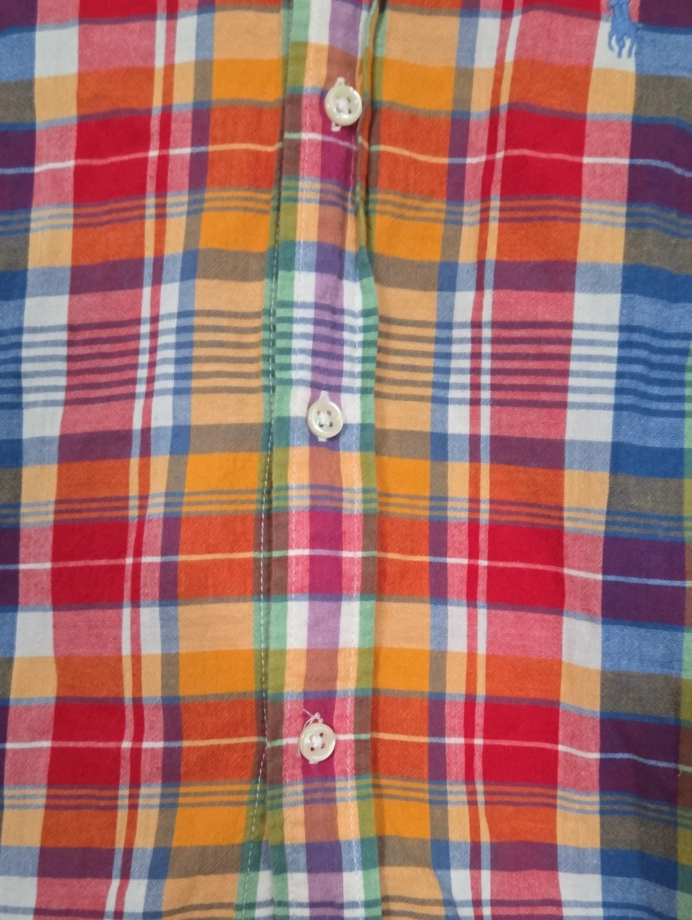 Ralph Lauren Boys  Multicolor Plaid Short‑Sleeve Button‑Down Shirt Size Large